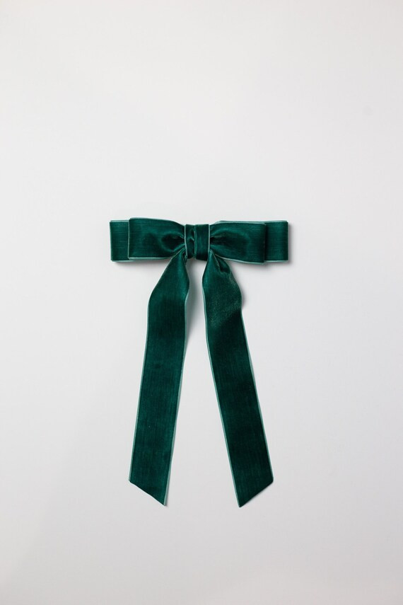 Juniper Velvet Hair Bow Long Tail French Barrette  Grace & - Etsy | Etsy (US)