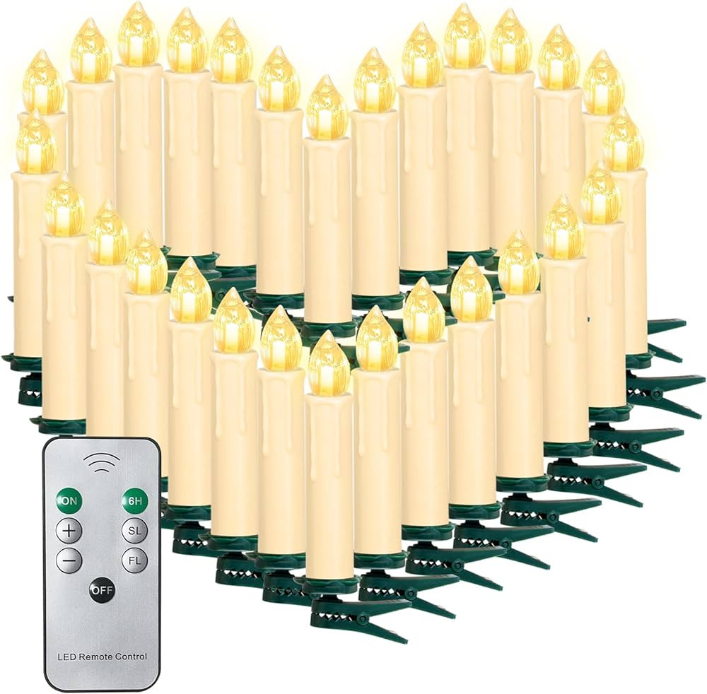 30PCS LED Flameless Taper Candles Battery Operated Christmas Tree Candles with Remote, Timer, Dim... | Amazon (US)