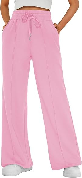 AUTOMET Womens Wide Leg Sweatpants High Waisted Baggy Pants Drawstring Athletic Joggers | Amazon (US)