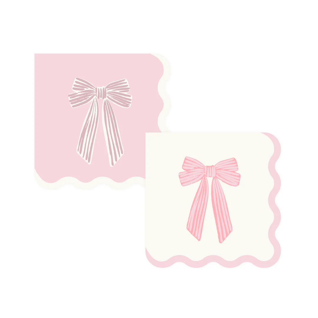 Large Pink Bows Cocktail Napkin | My Mind's Eye