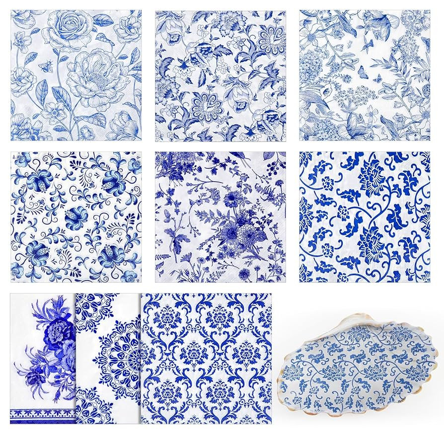 Crtiin 36 Pack 9 Styles Decoupage Napkins Assorted Floral Decorative Decoupage Napkins Chinoiseri... | Amazon (US)