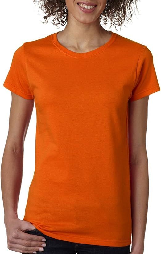 Gildan Women's Heavy Crewneck Cap Sleeve T-Shirt | Amazon (US)