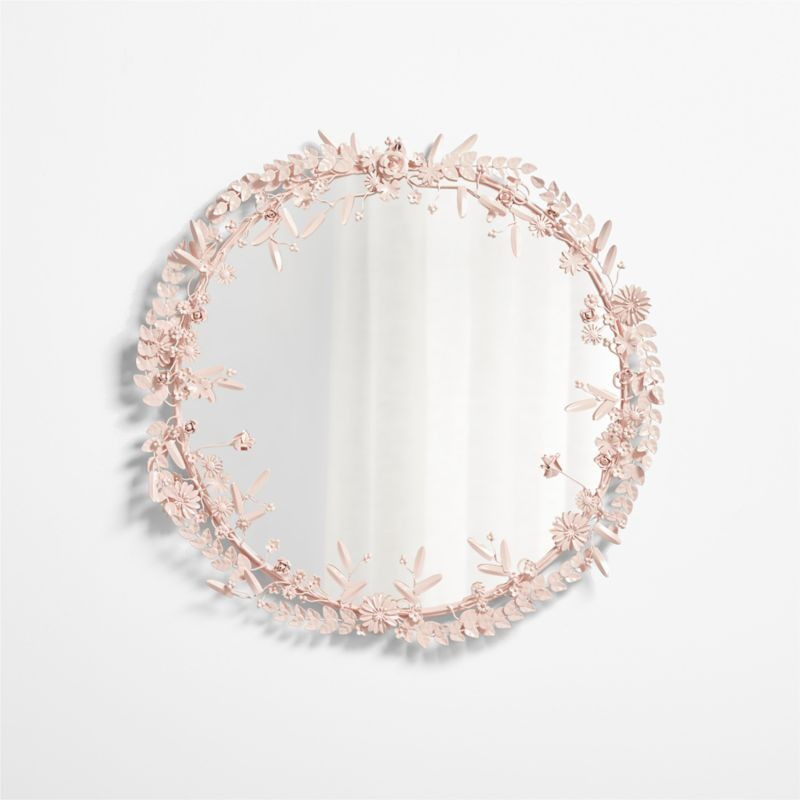 Pink Flower Crown 30" Kids Wall Mirror + Reviews | Crate & Kids | Crate & Barrel