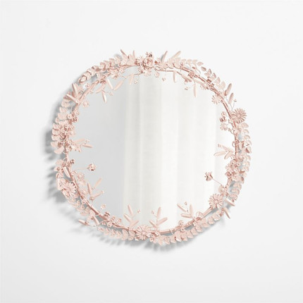 Flower Crown Pink Metal Mirror