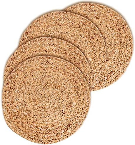 Round Table Place Mats - Woven Placemats (13.9", Natural Set of 4) | Amazon (US)