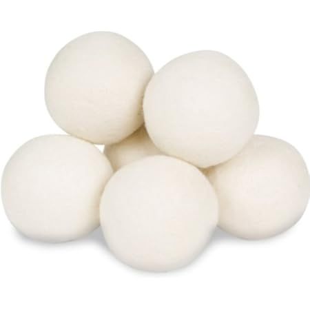 Eco- Friendly Organic XL 6-Pack Reusable Natural Fabric Softener for Laundry, Wool Dryer Balls | Amazon (US)