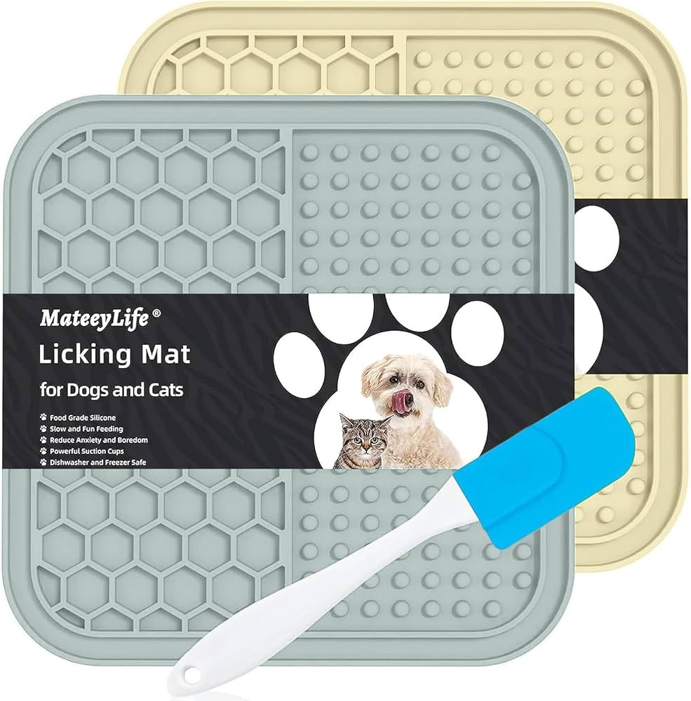MateeyLife Lick Mat for Dogs with Suction Cups, 2PCS Slow Feeder Bowls, Small Cat Lick Mat for An... | Amazon (US)