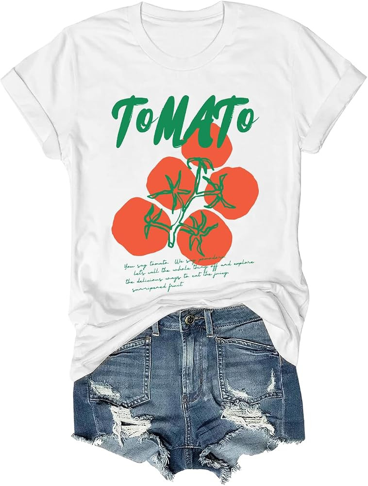 Fruit Vegetable Shirt Women Men Fruit Graphic Tees Cottagecore Clothing Garden Picnic Short Sleev... | Amazon (US)