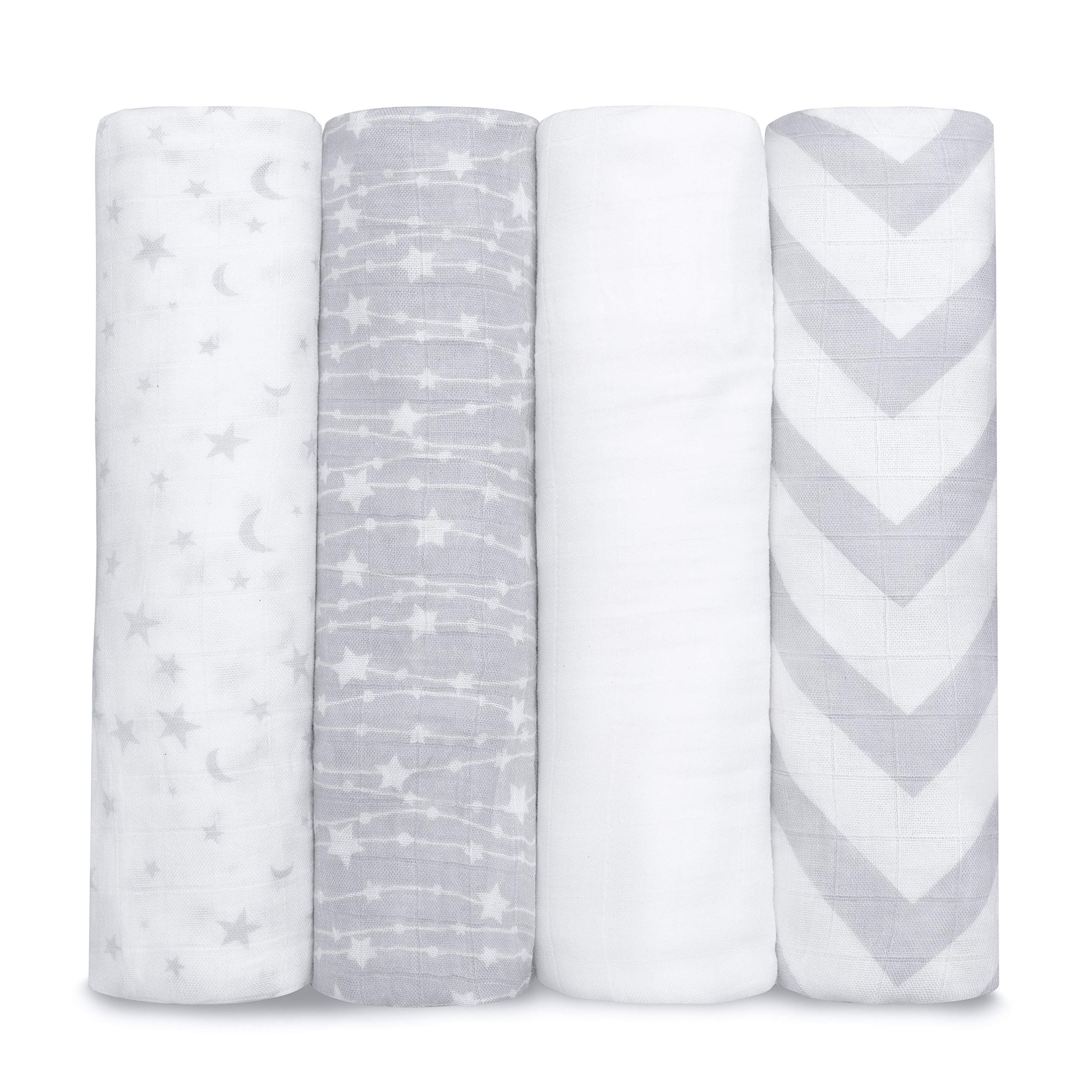 Comfy Cubs Muslin Swaddle Blankets (Pack of 4) - 47” x 47”, Soft Cotton Baby Blanket Set, Lar... | Amazon (US)