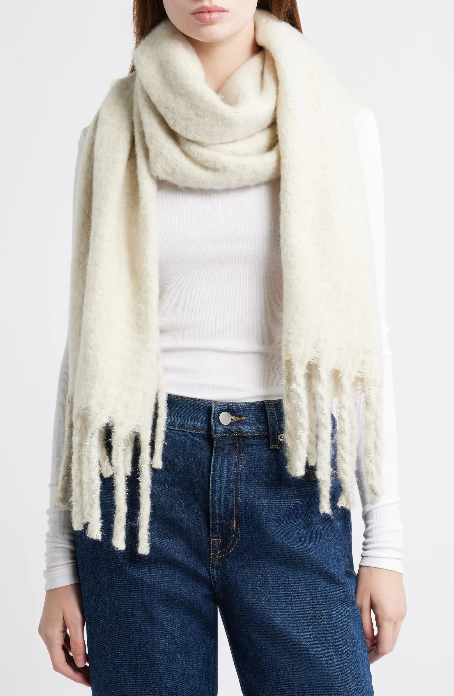 Cozy Sparkle Fringe Scarf | Nordstrom