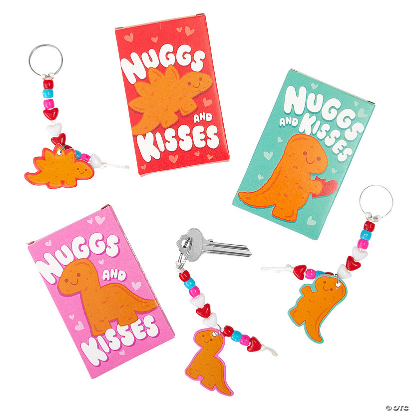 Dinosaur Nugget Keychain Craft Kit Valentine Exchanges with Box for 24 | Oriental Trading Company