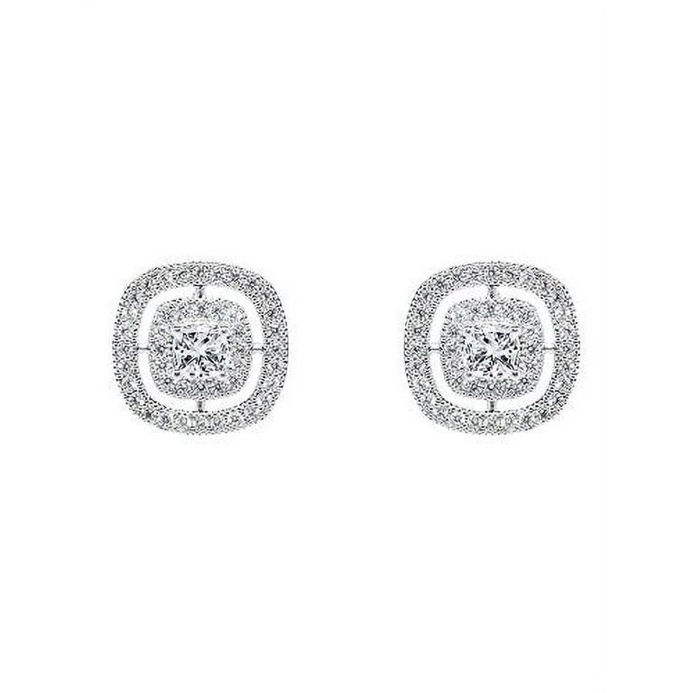 Cate & Chloe Noelle 18k White Gold Halo Crystal Earrings | Cubic Zirconia Silver Stud Earrings fo... | Walmart (US)