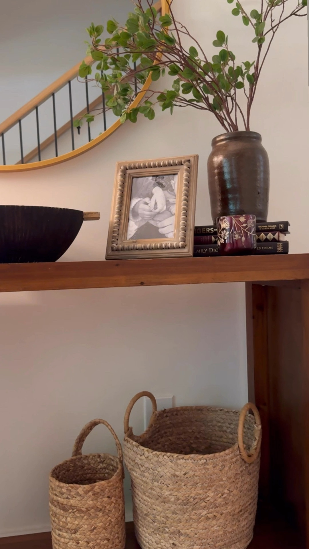 Now I’m ready to decorate for Fall 😂  some items (wood bowl, brown vase, books and small basket) are thrifted or local finds  

#LTKFindsUnder100 #LTKSaleAlert #LTKHome