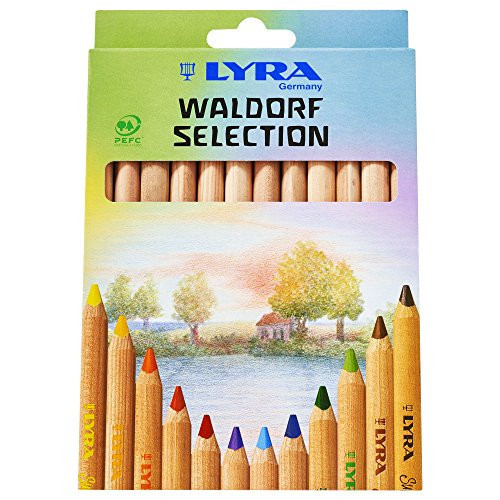 LYRA Waldorf Selection Giant Triangular Colored Pencil, Unlacquered, 6.25 Millimeter Cores, Assorted Colors, 12-Pack (3711121) | Amazon (US)