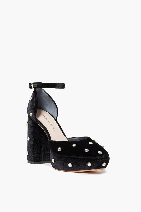 Black Velvet and Crystal Selina Heels | Tuckernuck (US)