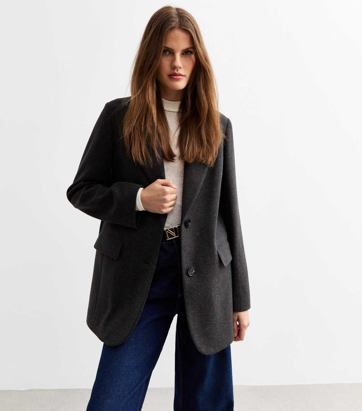Black Textured Single Breasted Oversized Blazer | New Look | New Look (UK)