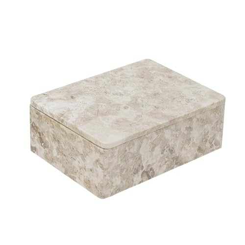 A&B Home Beige Rectangular Marble Box - Decorative Storage, Home and Office Tabletop Decoration, Living Room Console Table Accent Piece Bedroom Memory Box, 7.9" x 5.9" x 2.8" | Amazon (US)