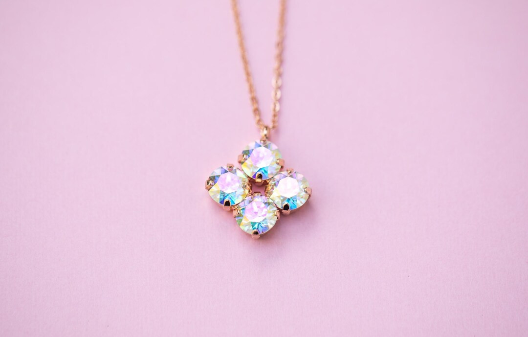 8mm 4 Stone Clover Necklace Transmission- Choose Setting Color - Etsy | Etsy (US)