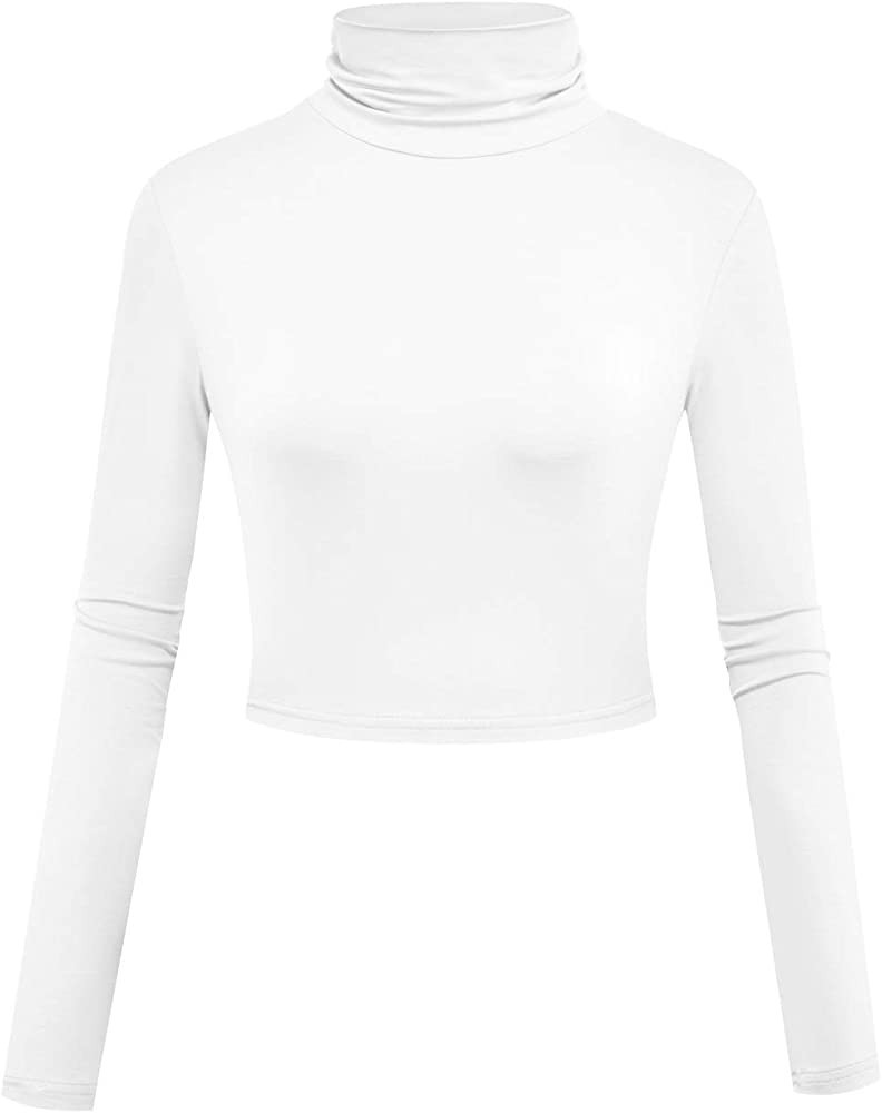 Herou Women Long Sleeve Crop Top Turtleneck Soft Lightweight Basic Slim Fit Tops | Amazon (US)