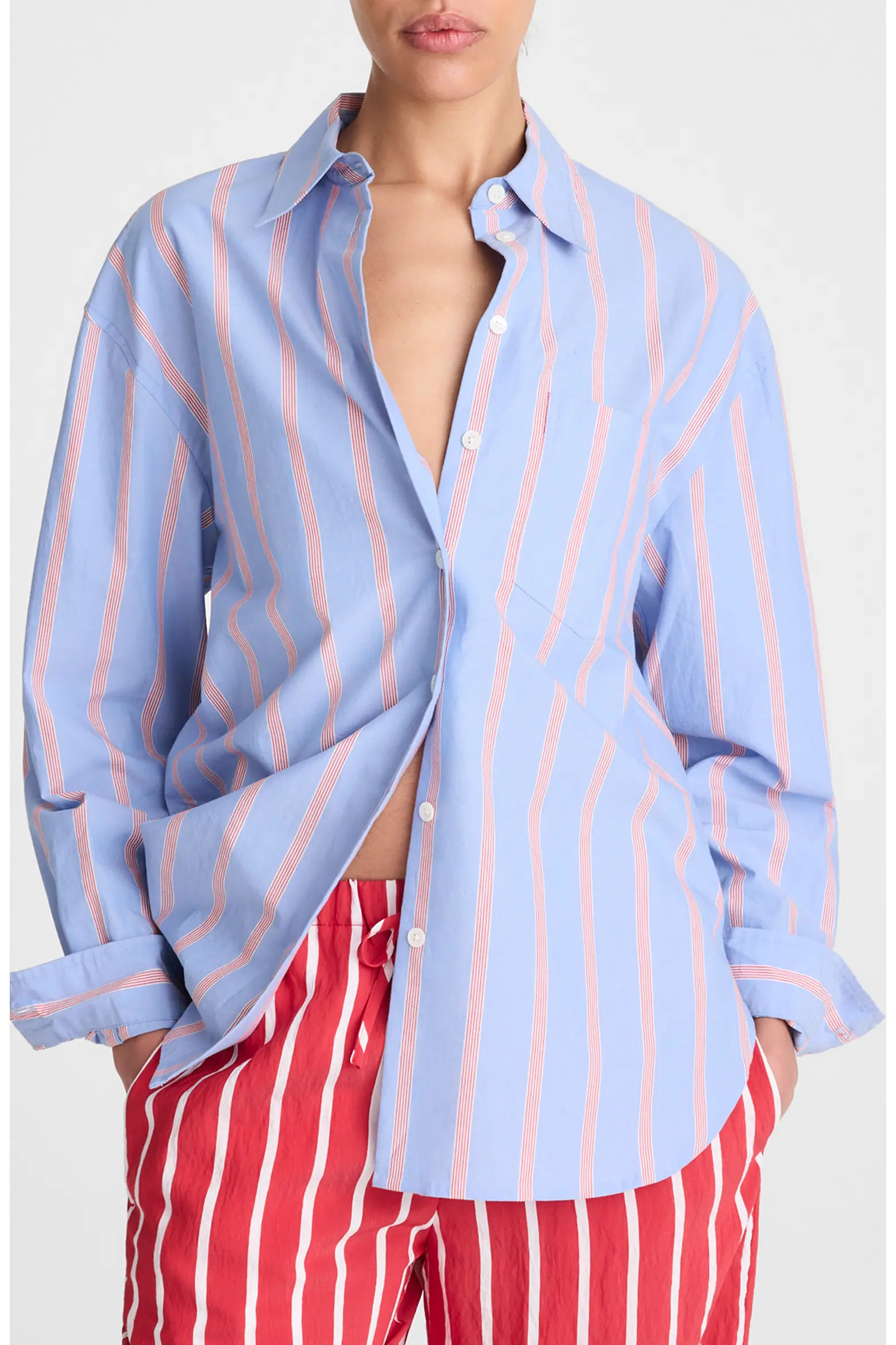 The Easy Stripe Cotton Poplin Button-Up Shirt (Women) | Nordstrom | Nordstrom