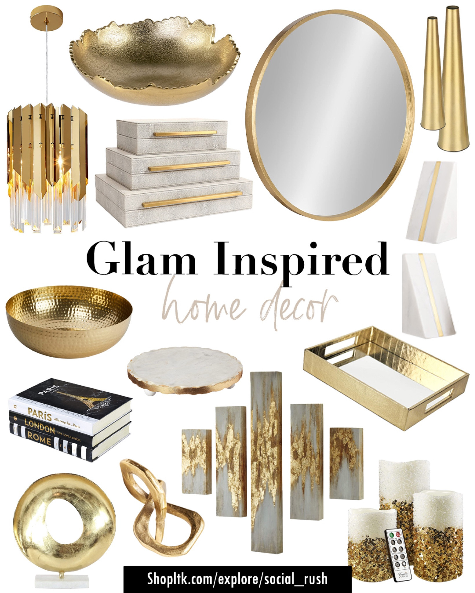 Glam Home Decor, Gold Home Decor, Gold Marble Bookends, Gold Abstract Art, Gold Marble Sculpture, Gold Pendant Light, Gold Tray, Gold Flameless Candles, Gold Marble Trivet, Hammered Metal Bowl, Decor Books, Gold Round Mirror, Gold Leather Decorative Boxes, Gold Figurine, Gold Decorative Bowl, Gold Vase #AmazonHome #HomeDecor

#LTKSeasonal #LTKhome #LTKFind