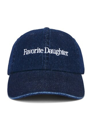 Favorite Daughter Logo Denim Baseball Hat in Dark Wash from Revolve.com | Revolve Clothing (Global)
