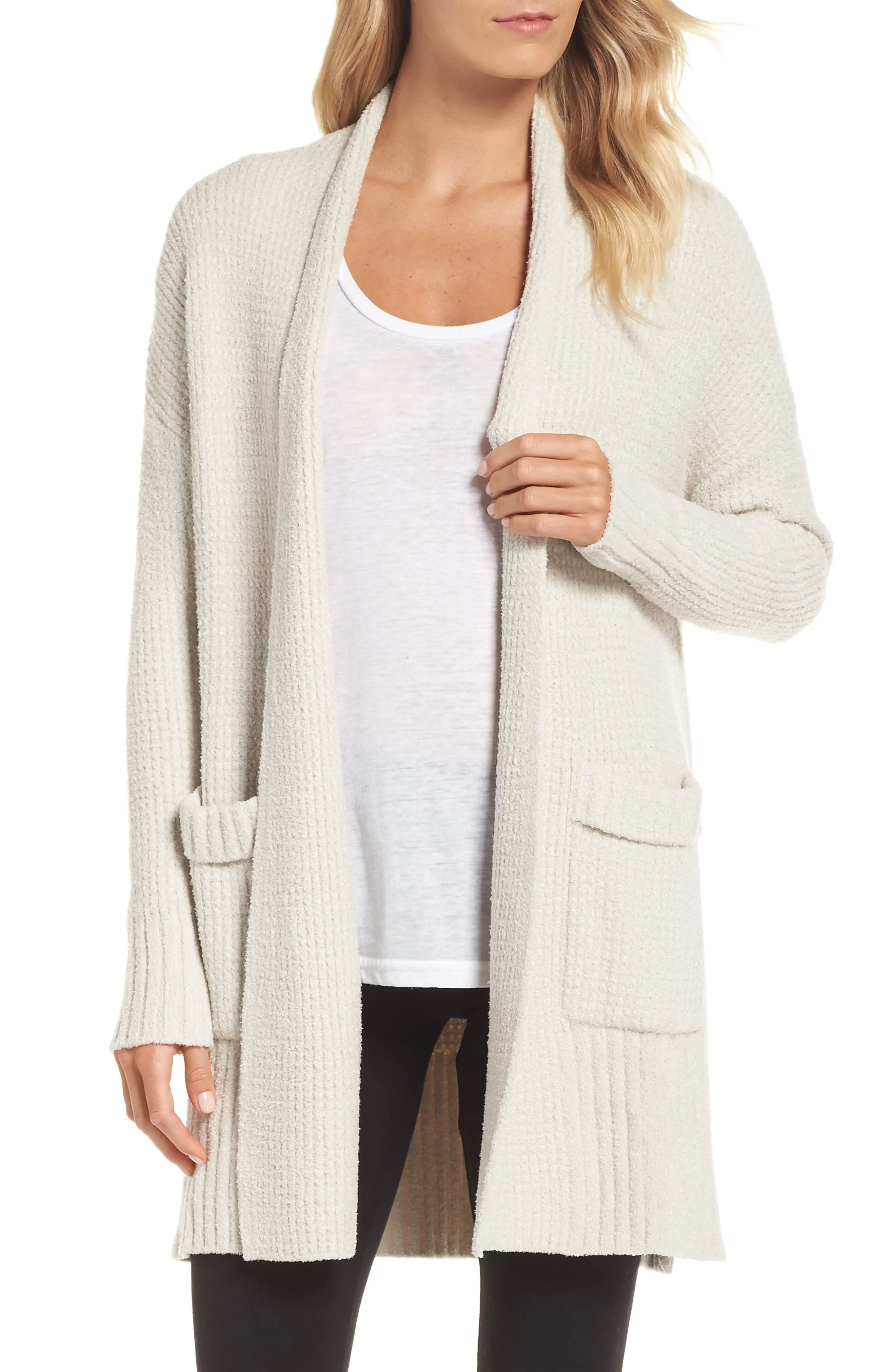 Women's Barefoot Dreams Cozychic Lite Long Weekend Cardigan, Size Large - Beige | Nordstrom