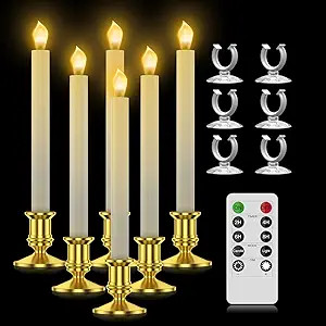 Window Candles, Ronxs LED Taper Candles with Timer, Flickering Flameless Candles with Remote Batt... | Amazon (US)