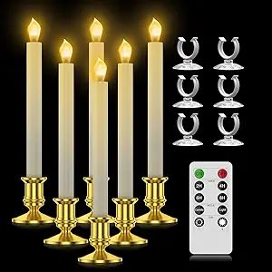 Window Candles, Ronxs LED Taper Candles with Timer, Flickering Flameless Candles with Remote Batt... | Amazon (US)
