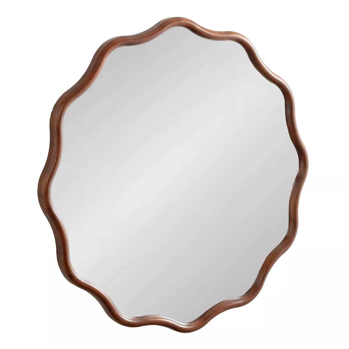 Kate & Laurel All Things Decor 30"x30" Talma Scalloped Wall Mirror Walnut Brown | Target