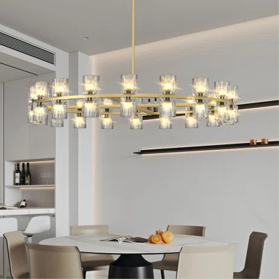 Modern 36" Gold Round Chandelier Light Fixture | Wayfair North America