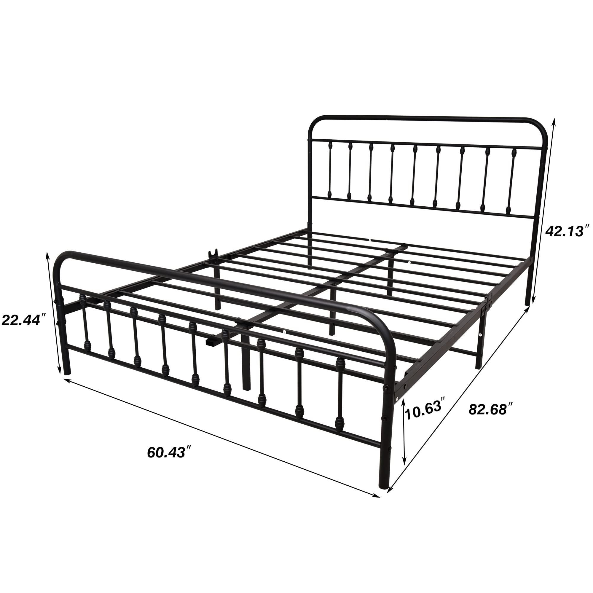 DUMEE Metal Queen Bed Frame with Headboard and Footboard Farmhouse Platform Bed Frame Queen Size ... | Amazon (US)