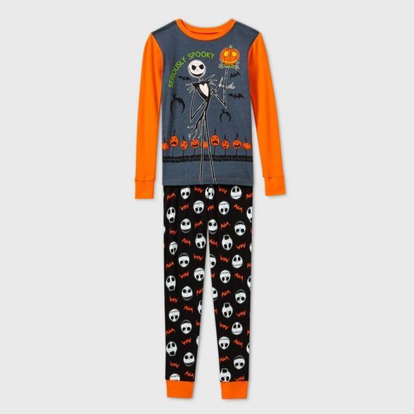 Boys' The Nightmare Before Christmas Jack Skellington Tight Fit 2pc Pajama Set - Orange | Target