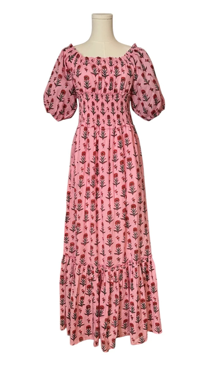 Paloma Maxi Dress Pink Red Floral | Madison Mathews