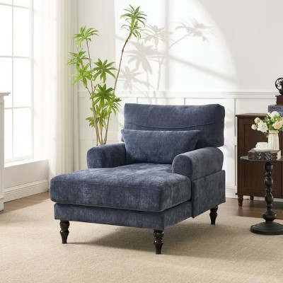 Modern Blue Fabric Upholstered Chaise Lounge Chair,Accent Chair with Cushion and Wood Frame for Living Room,Indoor Lounge Sofa Chair-Koiai | Target