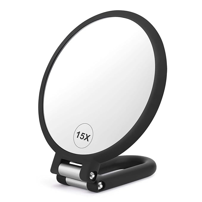 Magnifying Handheld Mirror Double Sided, 1X 15X Magnification Hand Mirror, Travel Folding Held Ad... | Amazon (US)