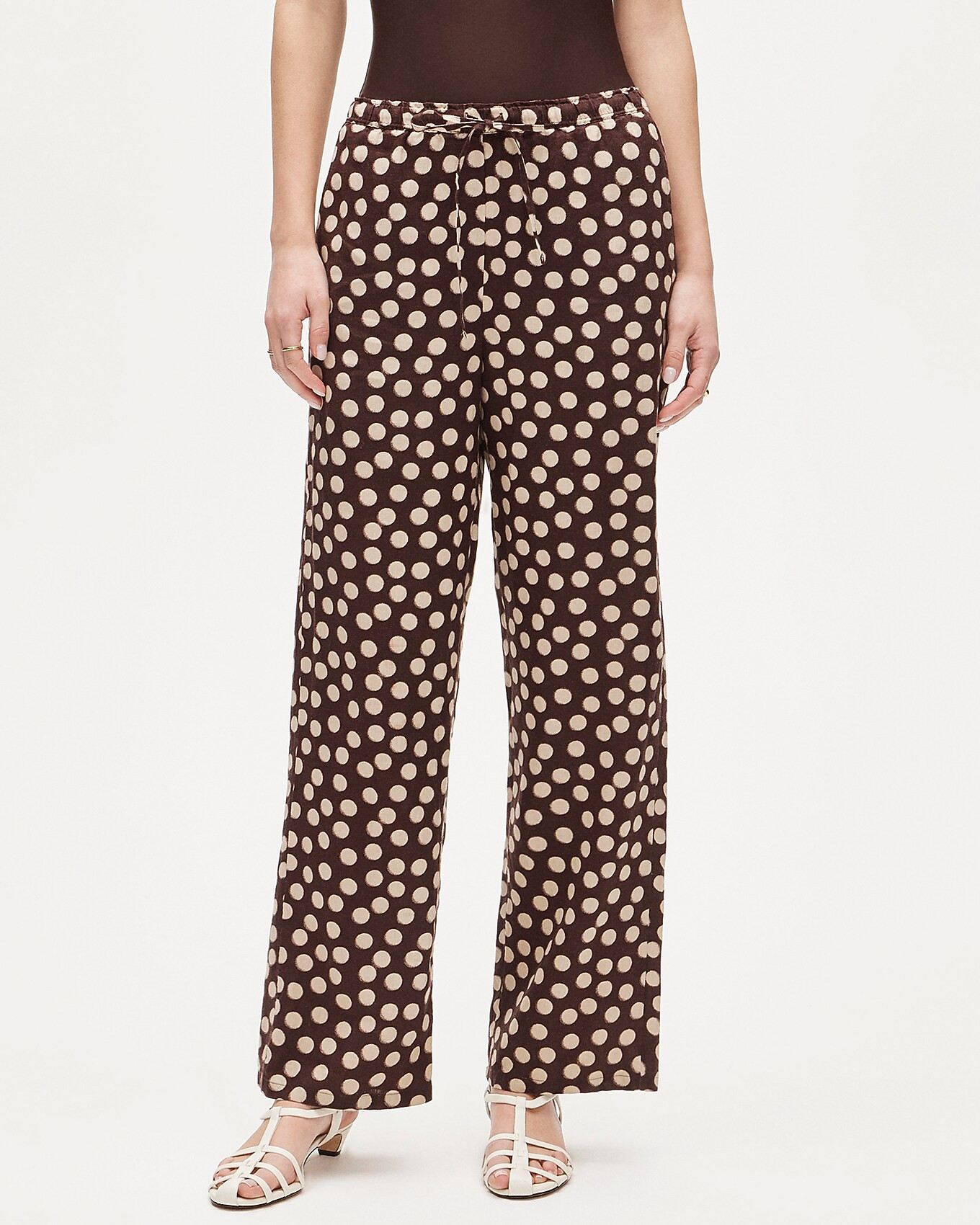 Tall Soleil pant in dot-print linen | J. Crew US