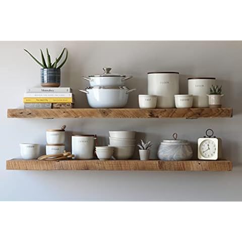 Urban Legacy Accent Floating Shelves | Reclaimed Wide Plank Barn Wood with Floating Brackets | Se... | Amazon (US)