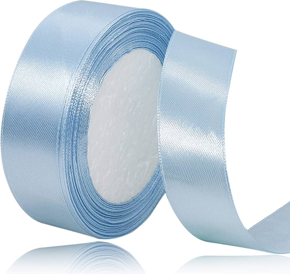 Light Blue Satin Ribbon 1 Inch x 25 Yards, Solid Color Polyester Fabric Ribbon for Gift Wrapping,... | Amazon (US)
