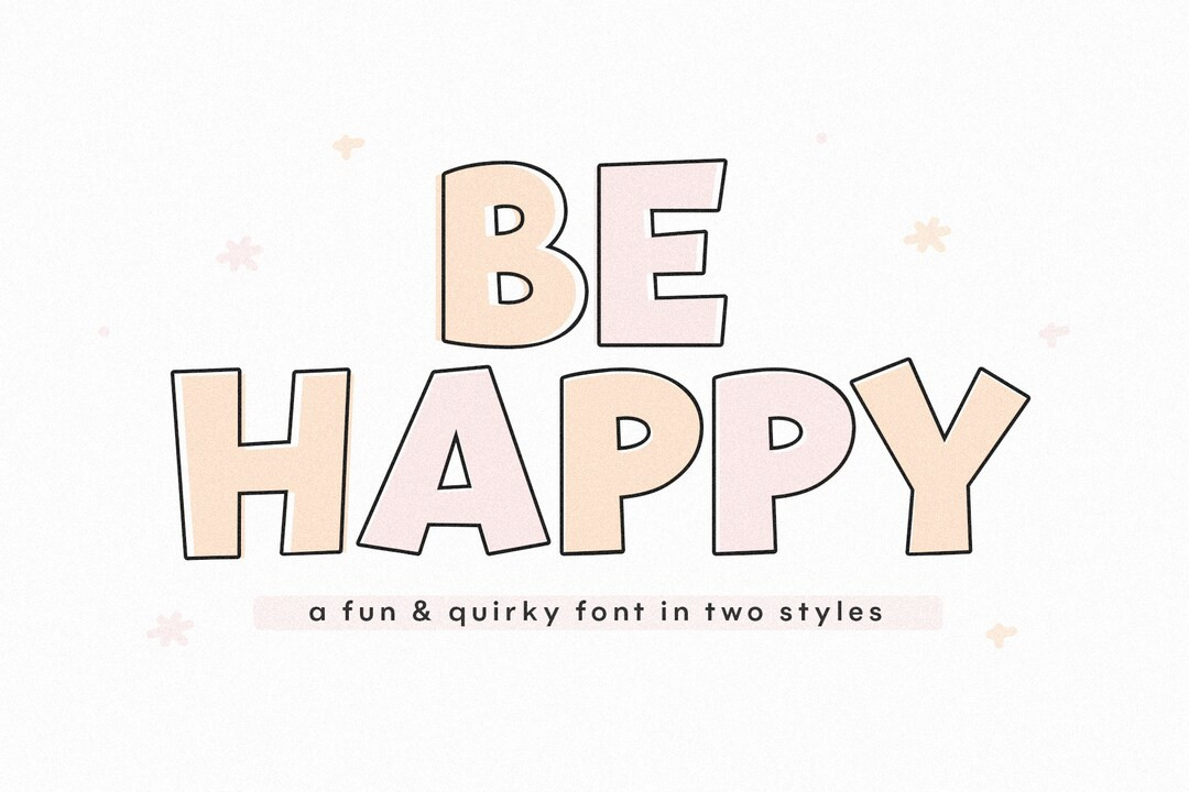 Be Happy Font - Handwritten Font, Cricut Font, Quirky Font, Bubbly Font, Procreate Fonts, Fonts f... | Etsy (US)