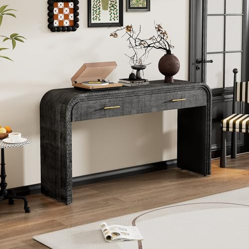 Merax Entryway Console Table with Storage, 2 Drawers Design/Retro Style/Behind Couch & Sofa, Black | Amazon (US)