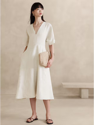 Maya Linen Midi Dress | Banana Republic (US)