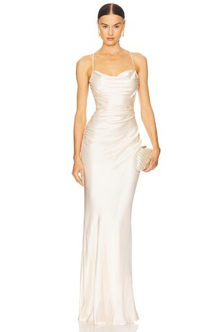 La Lune Lace Back Maxi Dress in Cream | Revolve Clothing (Global)