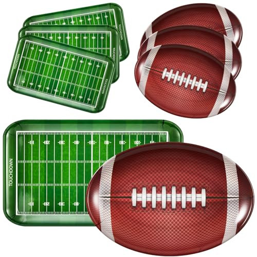 Hushee 6 Packs Football Serving Trays and Platters Reusable Football Party Serving Trays for Game Day Home Snacks 2025 Party Decorations(Football) | Amazon (US)