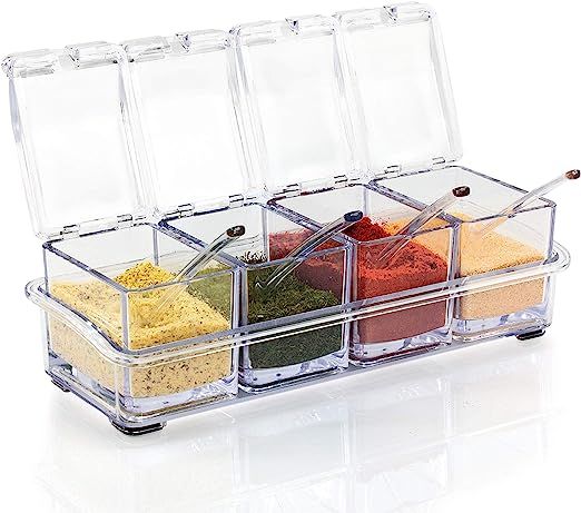 Seasoning Box, Clear Acrylic Spice Pots Storage Container Jars With Spoons | Make Cooking Simple ... | Amazon (US)