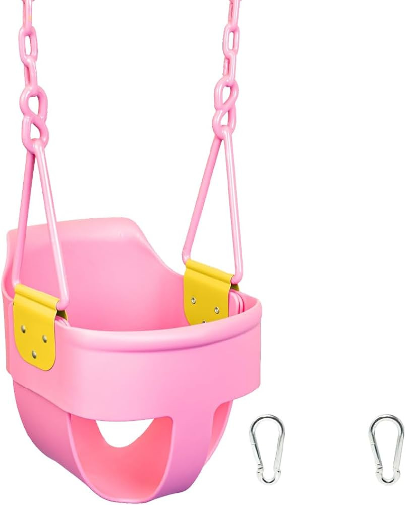 Premium High Back Full Bucket Toddler Swing Seat with Finger Grip, Plastic Coated Chains for Safe... | Amazon (US)