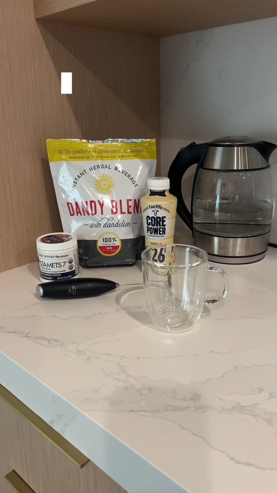 My sons protein latte (no caffeine) for mornings. Amazon