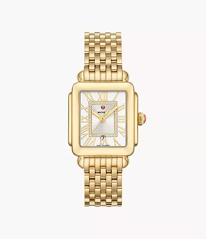 Deco Madison Mid 18K Gold-Plated Diamond Dial Watch | Michele Watches