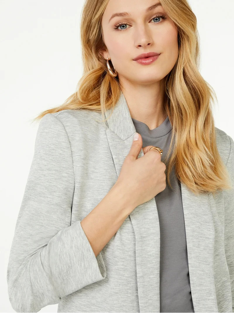 Scoop Women's and Women’s Plus Ultimate ScubaKnit Relaxed Blazer with Scrunch Sleeves, Sizes XS... | Walmart (US)