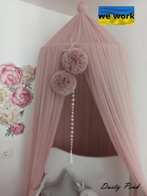 Play Canopy With Pompoms Custom Crib Canopy Nursery Crib | Etsy | Etsy (US)